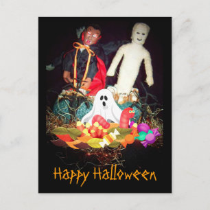 Spooky Halloween Mummy och Ghost Helgdag Postcard Helg Vykort