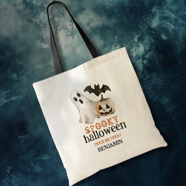 Spooky Halloween Namn Bus eller godis Tygkasse (Skapare uppladdad)