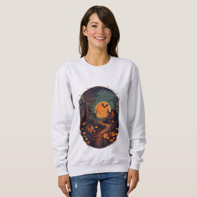 Spooky Halloween Natt T Shirt (Hel framsida)