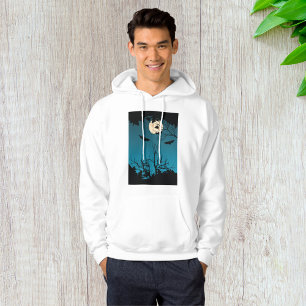 Spooky Halloween Nattfull Moon och flytande Fladde Hoodie