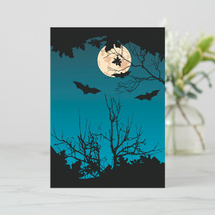 Spooky Halloween Nattfull Moon och flytande Fladde Inbjudningar