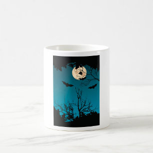 Spooky Halloween Nattfull Moon och flytande Fladde Kaffemugg