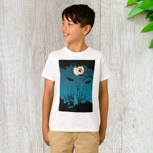 Spooky Halloween Nattfull Moon och flytande Fladde T Shirt