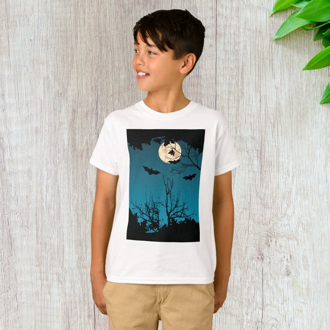 Spooky Halloween Nattfull Moon och flytande Fladde T Shirt (Skapare uppladdad)