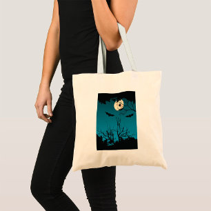 Spooky Halloween Nattfull Moon och flytande Fladde Tygkasse