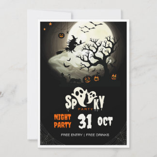 Spooky Halloween Night Party Flyer Inbjudningar