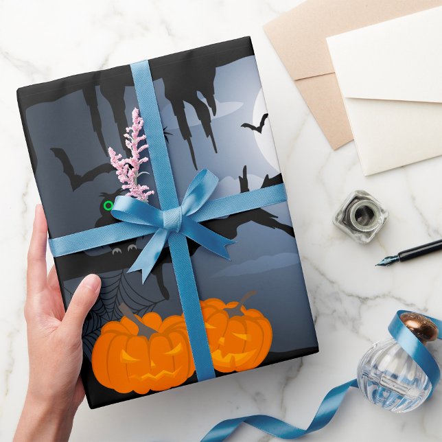 Spooky Halloween Night Scene Presentpapper (Skapare uppladdad)