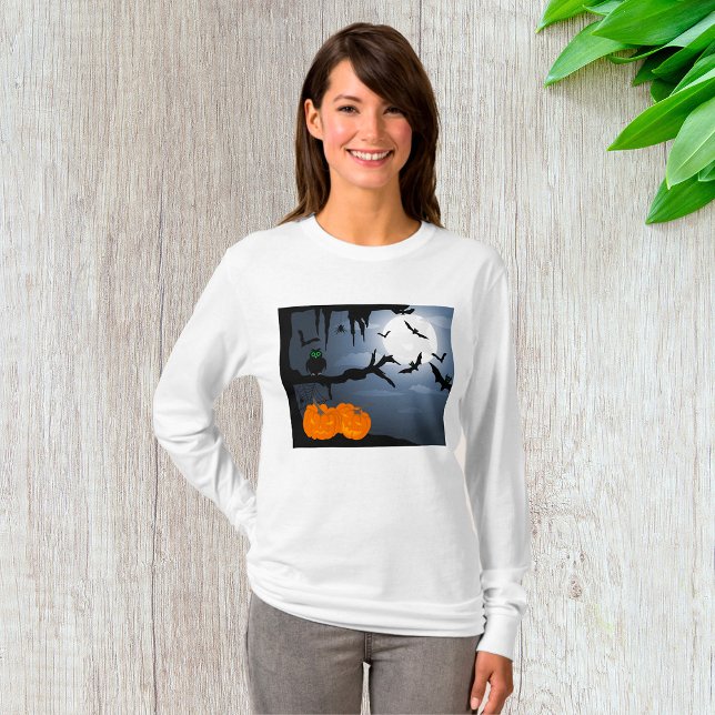 Spooky Halloween Night Scene T Shirt (Skapare uppladdad)