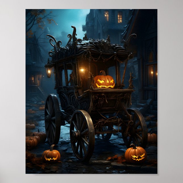 Spooky Halloween-Orange som pumpas in i lasten Poster (Framsidan)