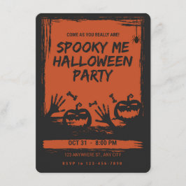 Spooky Halloween Party Invitation Orange Black Inbjudningar