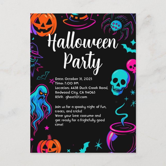 Spooky Halloween Party Invitation Vykort (Framsida)