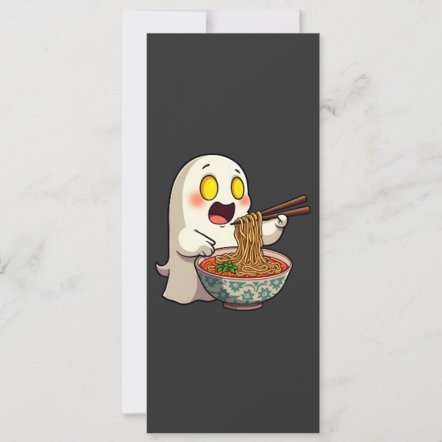Spooky Halloween Pastel Kawaii Ghost Eating Ramen Spara Datumet (Framsida)