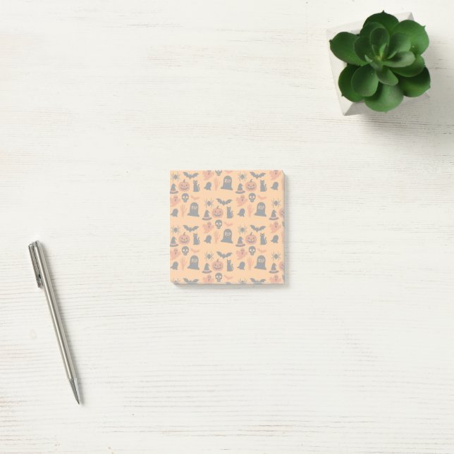 Spooky Halloween Post-it Notes - Svart och Orange Block (Kontor)