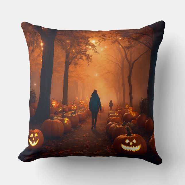 "Spooky Halloween Prated Pillow Kudde (Framsida)