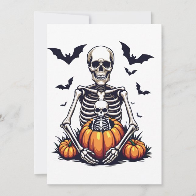 Spooky Halloween Pregnant Skeleton Gravid Inbjudningar (Framsida)