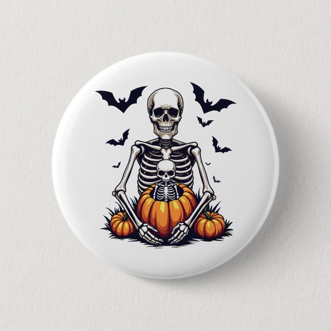 Spooky Halloween Pregnant Skeleton Gravid Knapp (Framsida)
