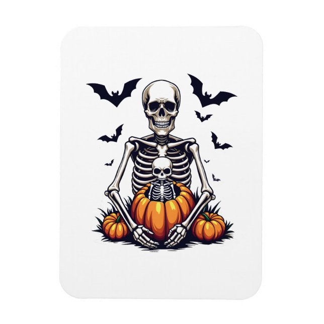 Spooky Halloween Pregnant Skeleton Gravid Magnet (Vertikal)