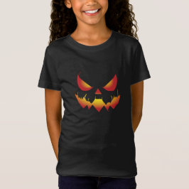 Spooky Halloween pumpade demonen ansikte i brand T Shirt