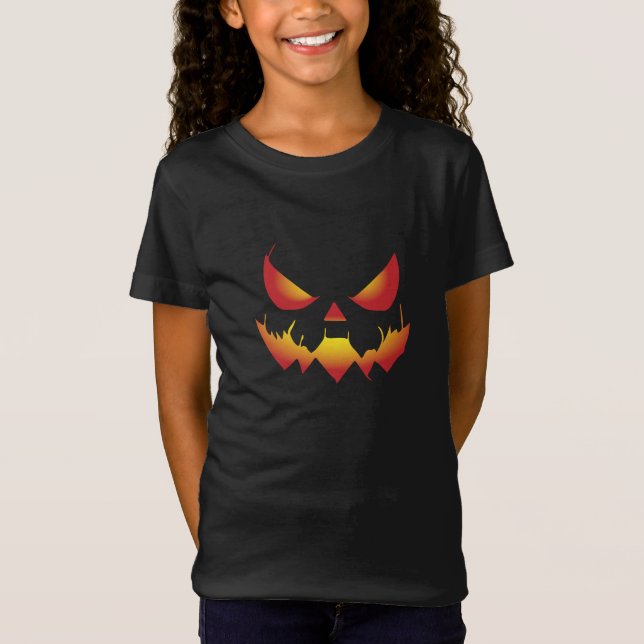 Spooky Halloween pumpade demonen ansikte i brand T Shirt (Framsida)