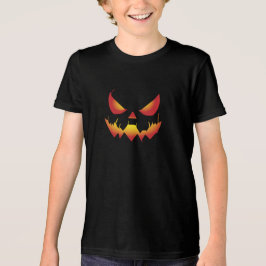 Spooky Halloween pumpade demonen ansikte i brand T Shirt