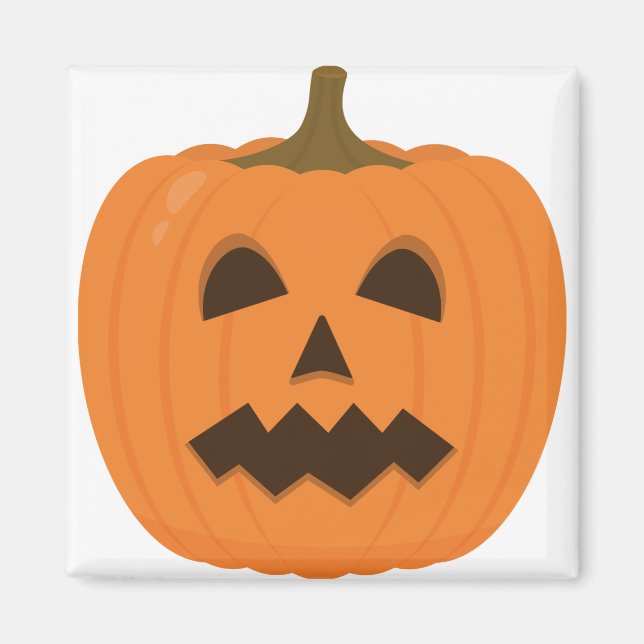 Spooky Halloween pumpkin ansikte. Cute Jack-o'-Lan Magnet (Framsidan)