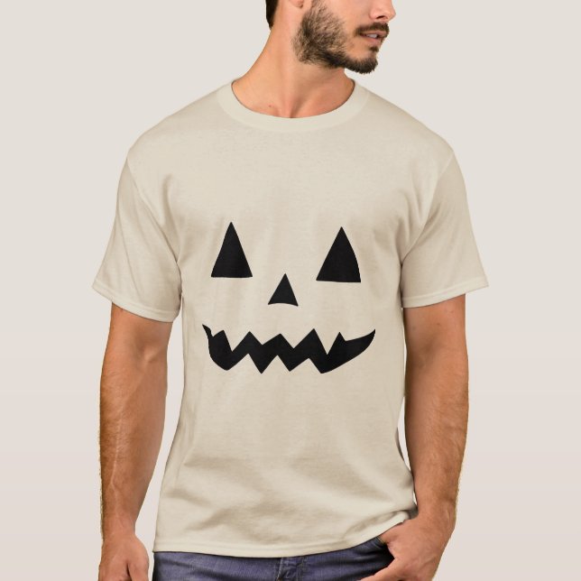 Spooky Halloween Pumpkin Ansikte T Shirt (Framsida)