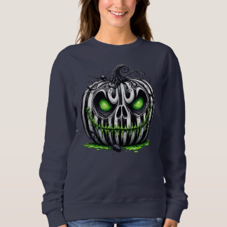 Spooky Halloween Pumpkin Black and White Skeleton T Shirt