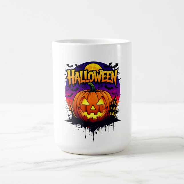 Spooky Halloween Pumpkin Design with Moonlit Sky a Kaffemugg (Center)