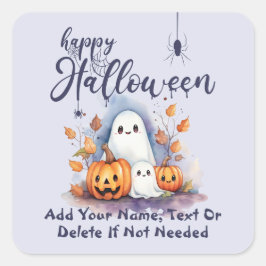 Spooky Halloween Pumpkin Ghost Sticker Fyrkantigt Klistermärke