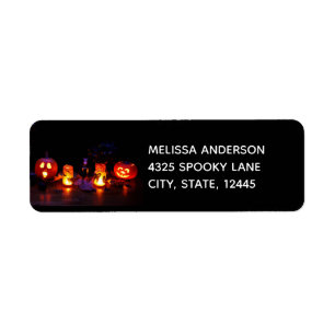 Spooky Halloween Pumpkin Jack o'Lanterns Returadress Etikett