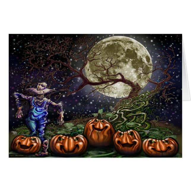 Spooky Halloween Pumpkin Patch Hälsningskort (Framsidan Horizontal)