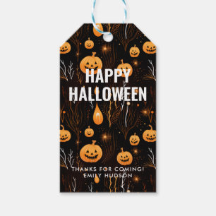 Spooky Halloween Pumpkin Presentetikett