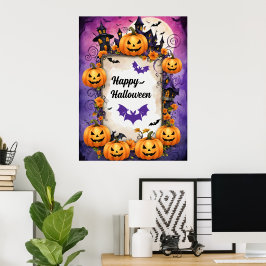 Spooky Halloween Pumpkin Ram Poster