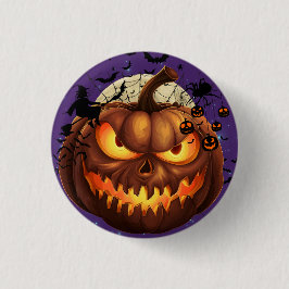 Spooky Halloween Pumpkin Round Badge Knapp