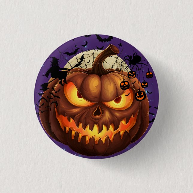 Spooky Halloween Pumpkin Round Badge Knapp (Framsida)