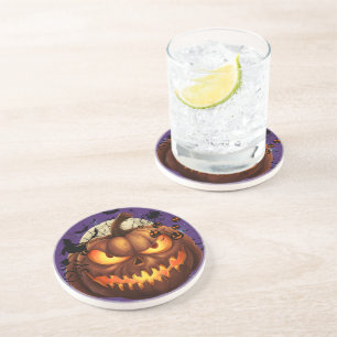 Spooky Halloween Pumpkin Sandstone Drink Underlägg