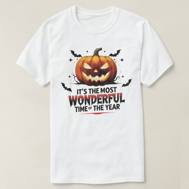 Spooky Halloween Pumpkin Shirt White-utskrift T (Design framsida)
