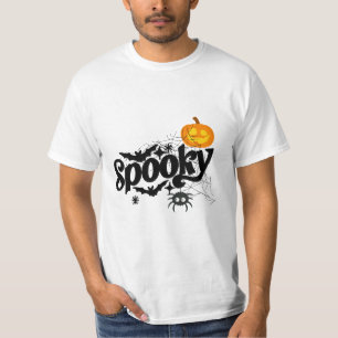 "Spooky" Halloween Pumpkin, Spider & Fladdermus T- T Shirt