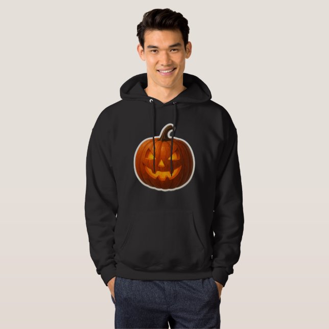 Spooky Halloween Pumpkin Sticker Hoodie (Hel framsida)
