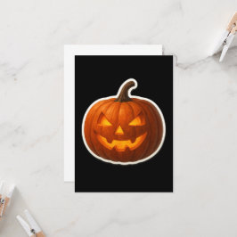 Spooky Halloween Pumpkin Sticker Kort