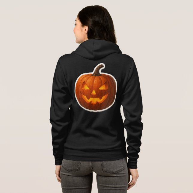 Spooky Halloween Pumpkin Sticker T Shirt (Hel baksida)