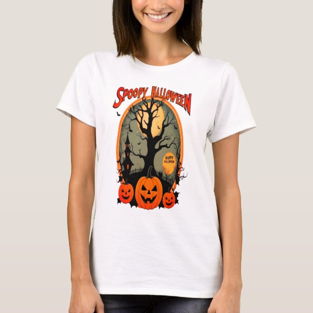 Spooky Halloween Pumpkin Tshirt T Shirt (Framsida)