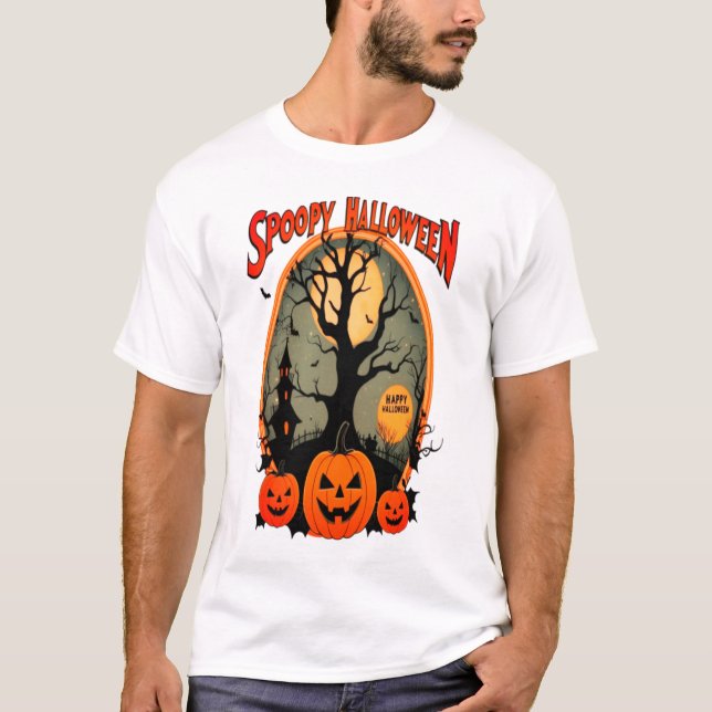 Spooky Halloween Pumpkin Tshirt T Shirt (Framsida)