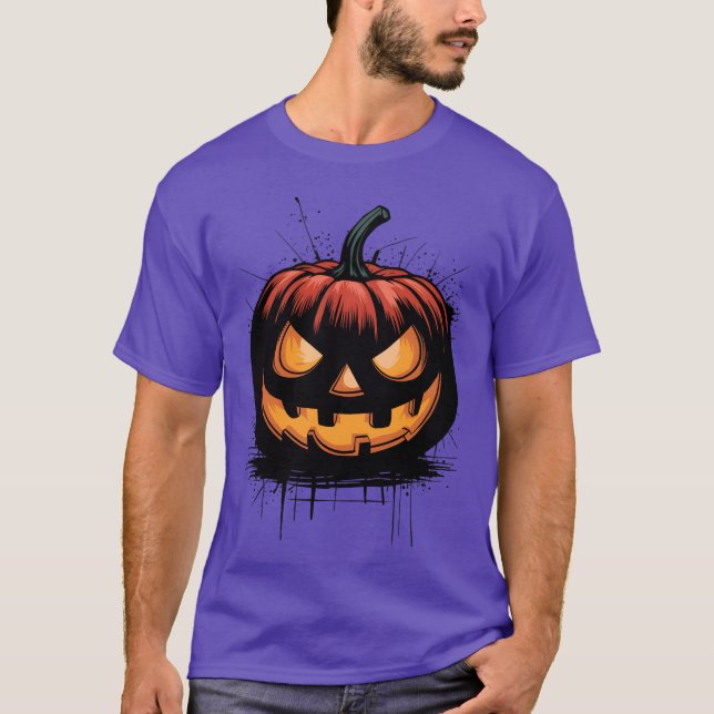 Spooky Halloween Pumpkin vintage T Shirt (Framsida)