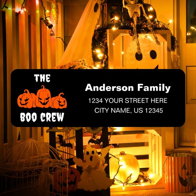 Spooky Halloween Pumpkins Boo Crew Returadress Returadress Etikett (Skapare uppladdad)