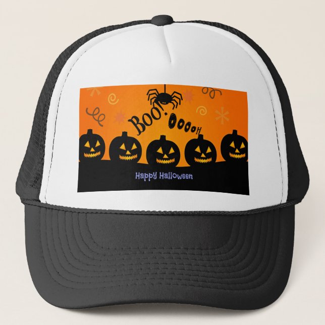 Spooky Halloween Pumpkins Jack-o-Lanternor Keps (Framsida)