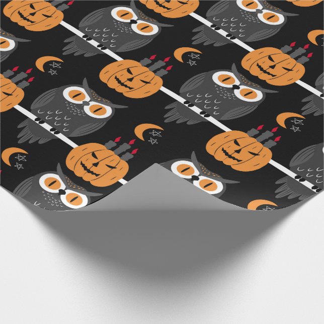 Spooky Halloween Pumpkins & Uggla Jack-O-Lanternor Presentpapper (Hörn)