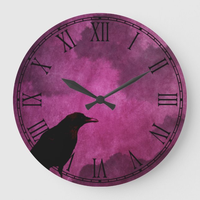 Spooky Halloween Raven Prints Stor Klocka (Framsida)