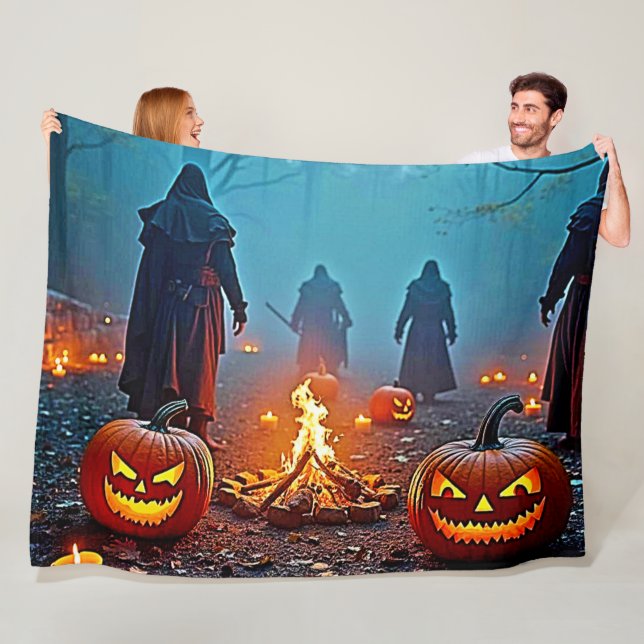 Spooky Halloween Ritual Design Fleecefilt (På plats)