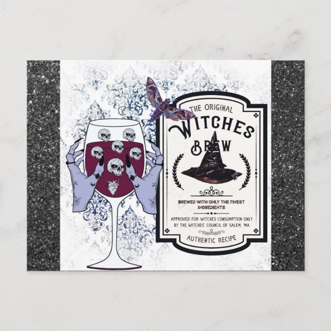 Spooky Halloween Salem Massachusetts Witches Brew Vykort (Framsida)